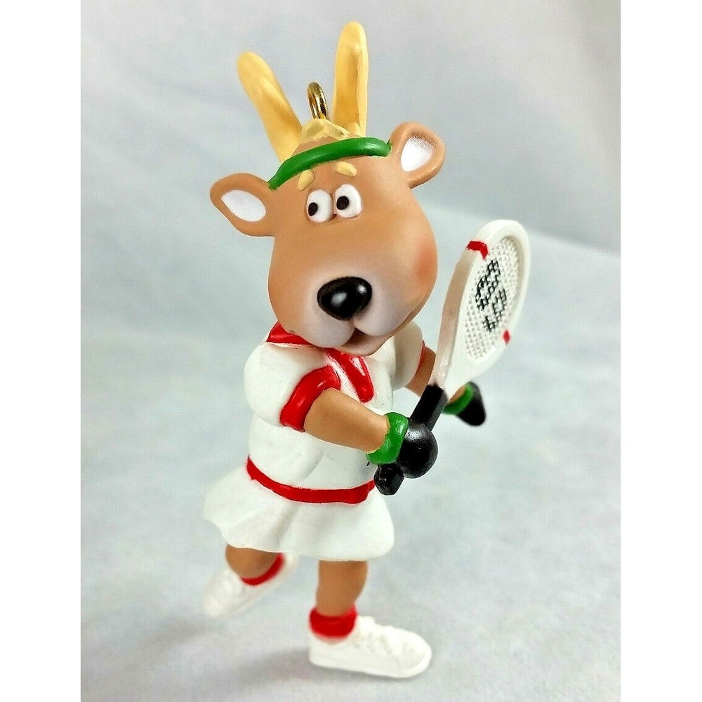 1989 Hallmark Keepsake‎ Ornament Reindeer Champs Vixen Tennis Player Racket